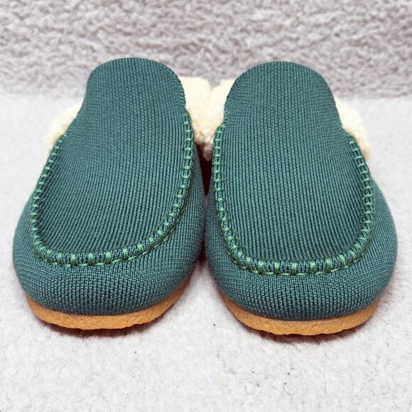 Rothy's The Scuff Slipper Womens Size 6 Shoes Holly Green Wool Blend Sherpa - Picture 3 of 11